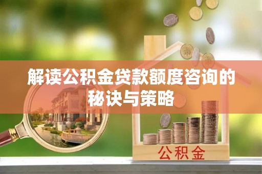 滴道解读公积金贷款额度咨询的秘诀与策略