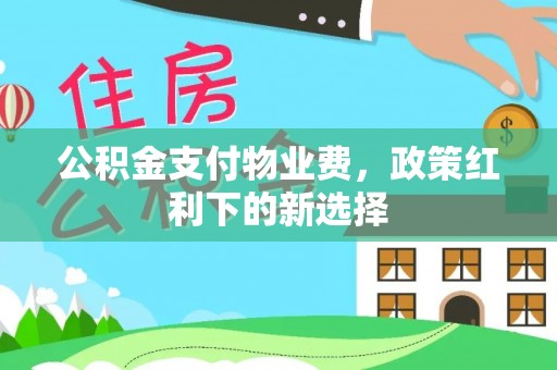 滴道公积金支付物业费，政策红利下的新选择