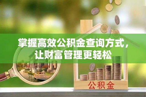 滴道掌握高效公积金查询方式，让财富管理更轻松