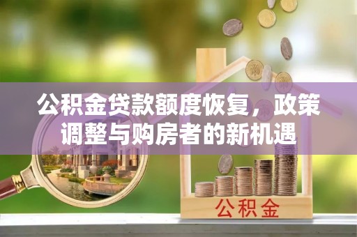 滴道公积金贷款额度恢复，政策调整与购房者的新机遇