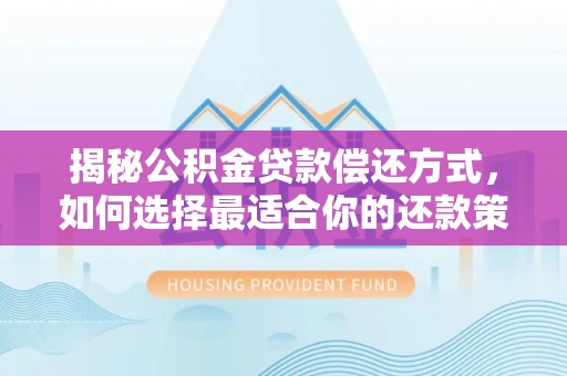 滴道揭秘公积金贷款偿还方式，如何选择最适合你的还款策略